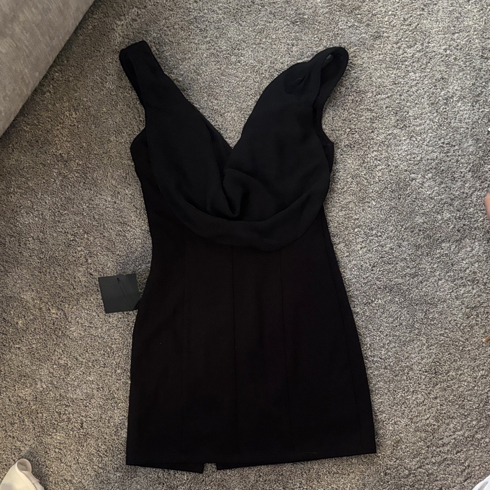 Lulu's Chic Black V-Neck Prom Mini Dress - Picture 2 of 4